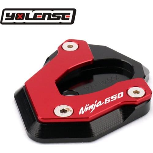 For KAWASAKI NINJA650 NINJA650R NINJA 650 Motorcycle CNC Kickstand Foot Side Stand Extension Support Plate Pad With logo
