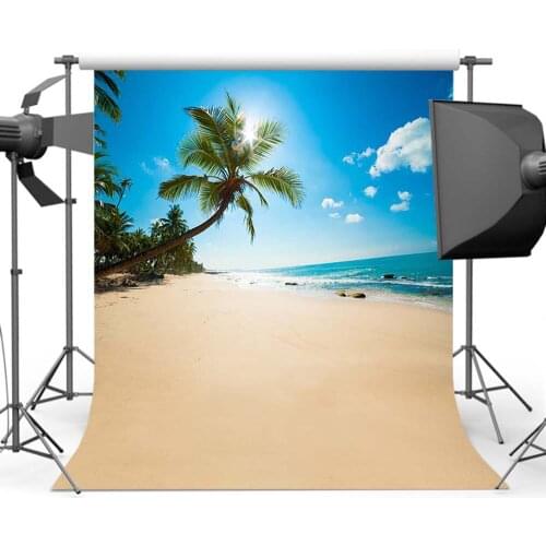 Mehofoto Cocount Tree Sandy Beach Backdrops Photography Blue Sky Sea Summer Holiday Background summer beach