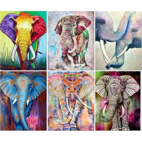 GATYZTORY DIY Painting By Numbers Color Elephant HandPainted Oil Painting Drawing On Canvas Adults Children Gift Wall Decor