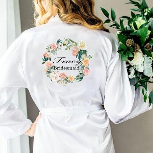 Bachelor Party Wedding Bride Bridesmaid Robe Maid of Honor Robes Women Silky Satin Kimono Bathrobe Dress Gown