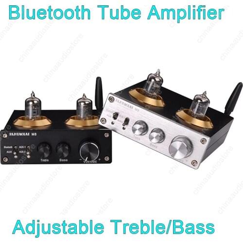 Hi-Fi M8 6J8 Tube Amplifier Bluetooth Wireless Stereo Amplifier Integrated ES9023 DAC 50W Output,110V/230V AC Adaptor,RCA AUX In