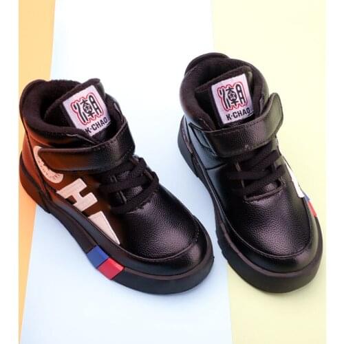 Boys Cotton Shoes 2020 Autumn and Winter Plus Velvet Childrens Sports Shoes Trend Flat Non-slip Childrens Snow Boots