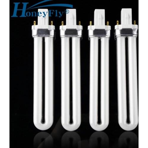 HoneyFly 4pcs UV Fluorescence Lamp Tube 9W Replacement Light Tube Bulb For UV Gel Polish Curing Lamp Dryer Manicure Phototherapy