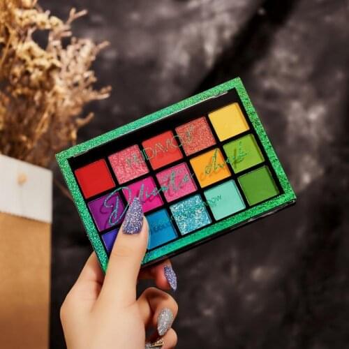 HUDAMOJI 15-color Eyeshadow Palette Matte Pearly Shiny Eye Shadow Waterproof Long-lasting Easy-to-color Shadows Nude Makeup