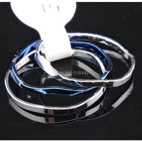 100Sets Fashion 2014 New 3 in 1 Stainless steel Blue with Silver Women Mens Rings or Joint Rings Wholesale Jewelry lots A473