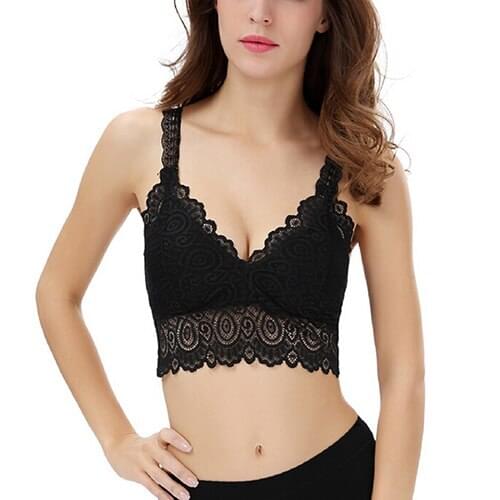 Fashion Sexy Lady Women Lace V Neck Padded Bra Stretch Soft Cami Vest