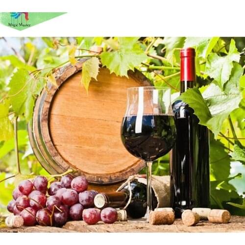 Wine mosaic needlework diy 5d diamond painting cross stitch square diamond embroidery fruits painting restaurant decor FZ2025