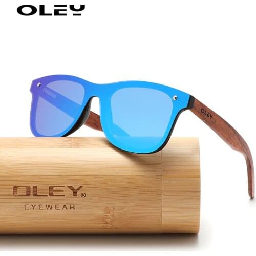 OLEY Natural Wooden Sunglasses Men Polarized Fashion Sun Glasses Original Wood Bamboo box Support custom logo Z5504