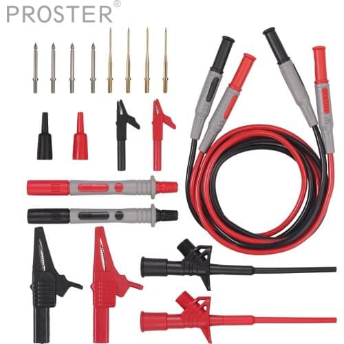 Proster Test cable Set Multimeter Test lead Test probes Test lead Crocodile clamps 4mm banana plugs test leads