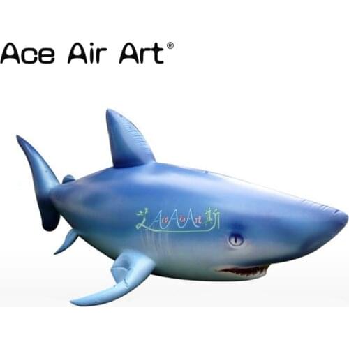 Vivid 7 foot length giant blue swimming inflatable shark sea animal model for oceanarium display/advertising decoration