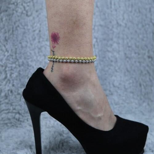 Wholesale hip hop Fashion Ball shape Foot Chain with cz paved For Women girl charm Summer Beach Beaded anklet party gift jewelry