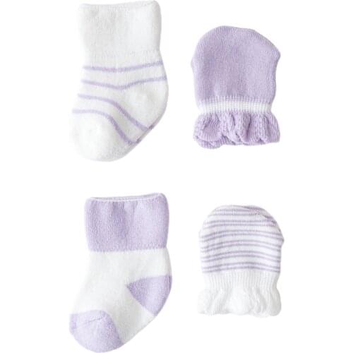 4 Pairs Children Kids Baby Newborn Socks Gloves Anti-scratch Breathable Elasticity Protection Face Mittens Shower Gift