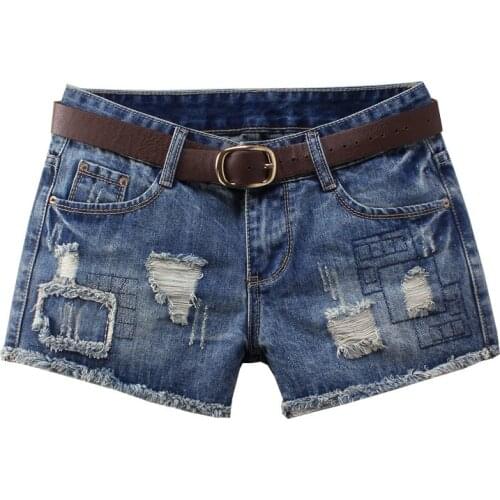 Low Waist Womens Denim Shorts 2021 Summer Casual Ripped Hole Ladies Skinny Sexy Short Jeans Plus Size 3XL