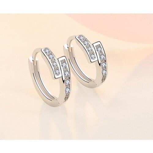 925 Sterling Silver Cubic Zircon Piercing Stud Earring For Women Girls Party Wedding Jewelry Pendientes Accessories eh915