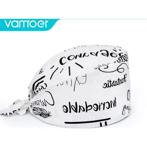 Nursing scrub hat cap Breathable sweat-absorbent cartoon print High Quality scrub cap Pet grooming beauty salon lab work caps