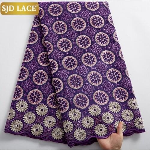 SJD LACE 2021High Quality African Lace Fabric With Holes Cotton Garment Matertial Swiss Voile Lace In Switzerland Dress SewA2385