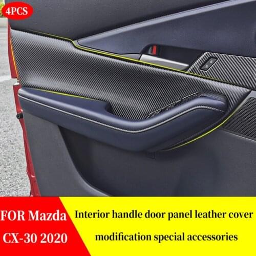 Dedicated to Mazda CX-30 CX30 2020 Inner Handle Door Panel Leather Cover Modification Special Leather Case For Door Panels