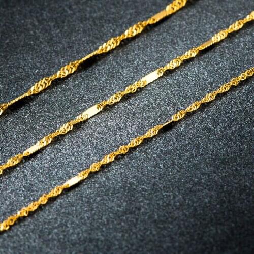 Solid 18K Yellow Gold Necklace Women AU750 Rose Gold shine Necklace Chain