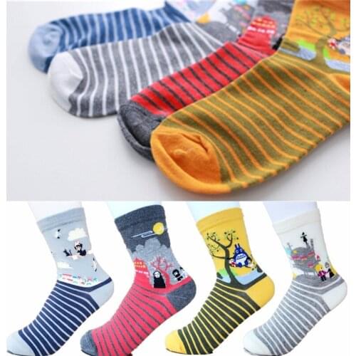 Comfortable Women Sport Japanese Hayao Miyazaki Cartoon Chinchilla Animal Socks Ankle-high Socks Cute Socks