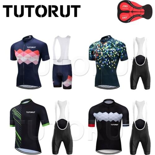 TUTORUT Cycling Jersey For Men Short Sleeved Cycling Set Quick Drying Bicycle Shirts Breathable Maillot Ciclismo With Gel Pad