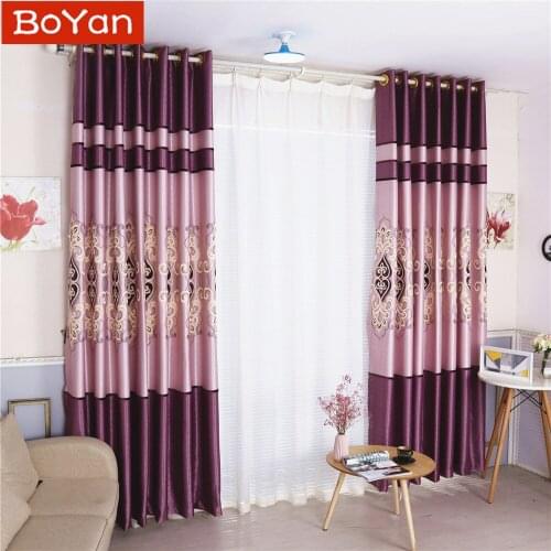 High Grade Elegant Jacquard Semi Blackout Purple Color Window Curtain for Living Room Thicken Cortina Shade Drapery Home Decor
