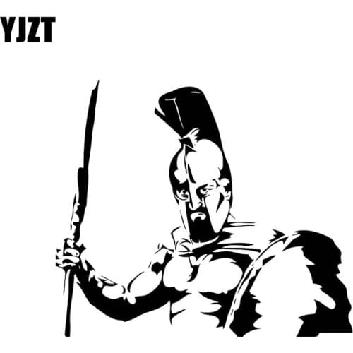 YJZT 15.7*13.5CM Angry Firece Handsome Roman Soldier Covering The Body Warrior Car Sticker Black/Silver Vinyl C21-0023
