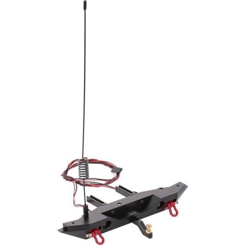 For Trx-4 Rc 4wd Axial Scx10 Climbing Car Rear Bumper With Remote Control Antenna Trailer Coupler 2 Led Lamp