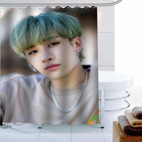 Stray Kids Bang Chan Kpop Shower Curtain Polyester Fabric 12 Hooks For The Bathroom Waterproof Mildew Funny Bath Curtain 0622