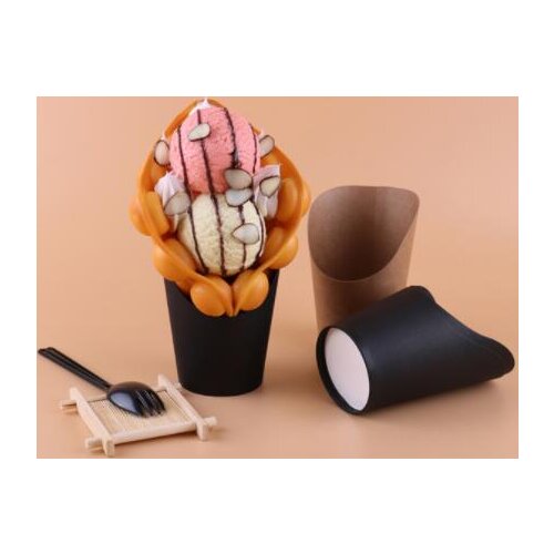 1000 pcs customized waffle cups egg waffle Kraft paper egg bubble waffle packaging cup french fries container