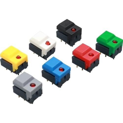 2Pcs PB86-A1 Momentary Reset Push Button Singal Light Tact Switch Seven Color 6Pin DIP SPDT PCB Mount