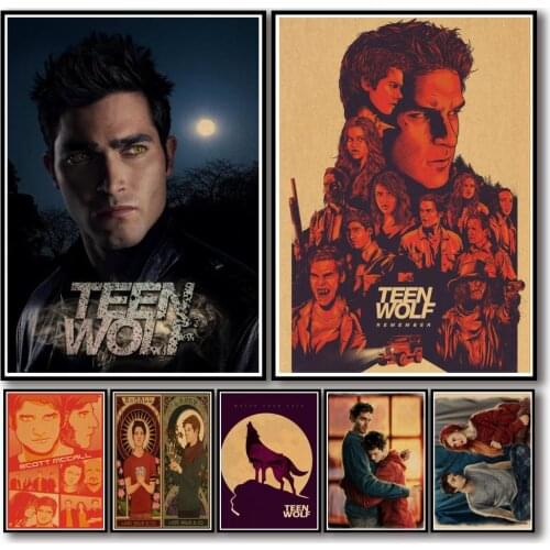 24 Designs Tv Show TEEN WOLF Kraftpaper Poster Artwork Homedecal Fancy Wall Sticker for Coffee House Bar