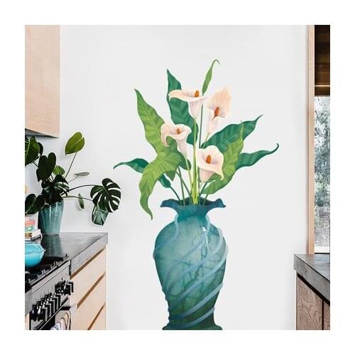 115*160CM 3D Horseshoe lotus Vase living Room Home Decoration Vinly Wall Sticker Flower Bedroom Bathroom Home Decor Poster