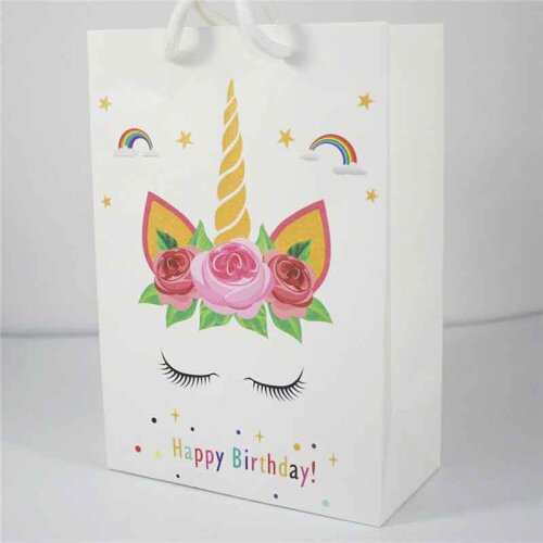6pcs Paper Unicorn Gift Bags with Handles Wedding Party Candy Bag Box Packaging Happy Birthday Baby Shower Party Favors Supplies