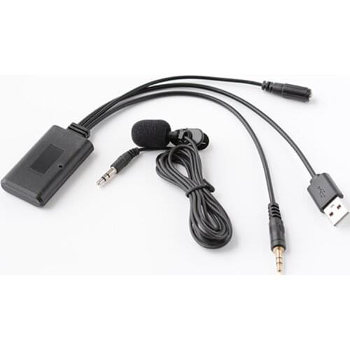 Car AUX-IN Aux Panel Bluetooth Audio Wire Wireless Microphone Smartphone Call Handsfree Adapter USB 5V 12V