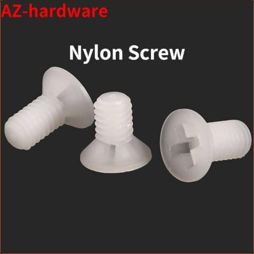 White Countersunk Head Cross Insulated Nylon Screw KM GB819 Philips Flat Head Nylon Bolts Plastic Micro Screws M2.5 M2 M4 20PCS