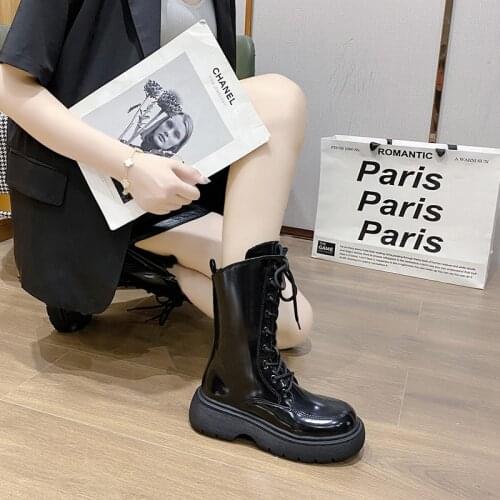 Low heel short boots round head side zipper big head single boots Martin boots retro thick heel womens shoes single shoes X896