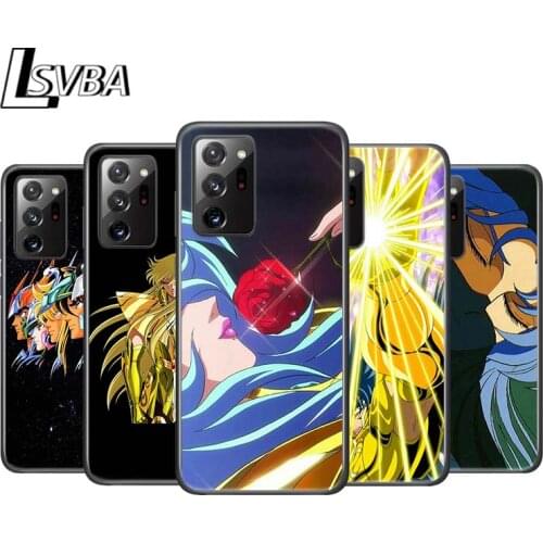 Falls Saint Seiya Shiryu Anime for Samsung Galaxy Note 20 Ultra 10 9 8 Pro S10E S10 5G S9 S8 S7 Plus Bright Black Phone Case