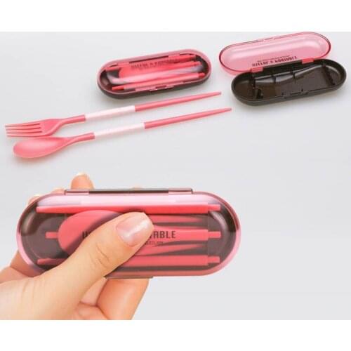 Travel Necessity Kit Spoon Fork Chopsticks Picnic Tableware Foldable Portable Kitchen Gadgets Three-Pieces 1 Set Plastic