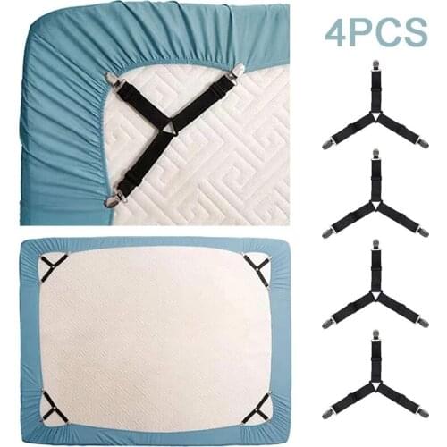 4Pcs/Lot Elastic Bed Sheet Grippers Belt Fastener Bed Sheet Clips Mattress Cover Blankets Holder Sofa Fixation Organize Gadgets