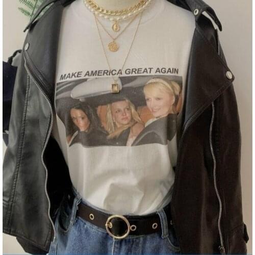 Sunfiz HJN Britney Make America Great Again T-Shirt Womens Tumblr Fashion Cute Funny Shirt Hipsters Street Style Top