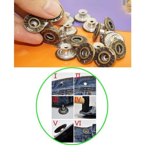 20 Sets, No-Sew Dungaree Buttons - Jean Tack Buttons Antique/Suspender Snap Buttons Bachelor Buttons Replacement Kit with Rivets