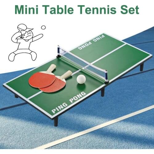1 Set Mini Table Tennis Set Wooden Ping Pong Racket Table Portable Board Game Set Sport Entertainment Toy for Kids Children