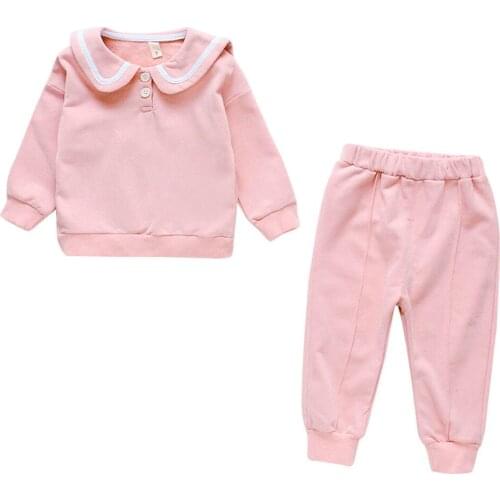 Spring and Autumn Solid Color Girl 2Pcs Clothes Set Cute Newborn Toddlers Fashion Kids Clothing 4 Colors Avaliable