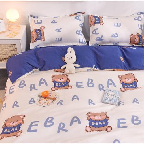 Childern Bedding Set Printed Bed Linen Sheet Plaid Duvet Cover Boys Girls Single Double Queen King Quilt Covers Sets Bedclothes