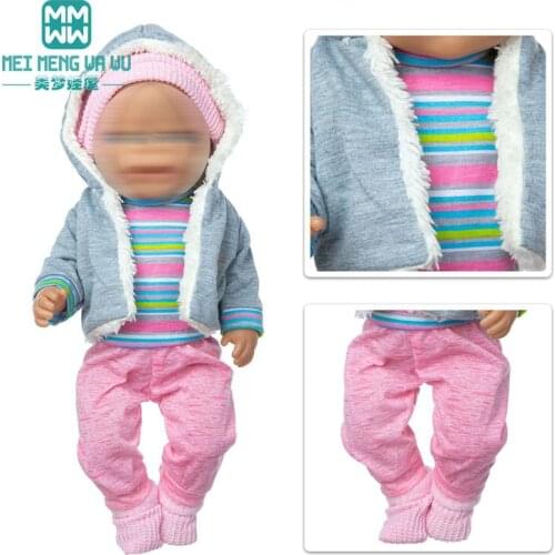 Clothes for doll Lamb wool hooded suit fit 17inch 43cm baby toy new born doll accessories gift