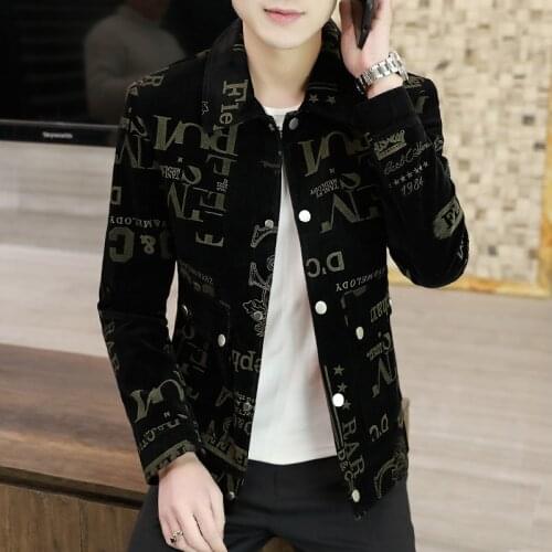 Teenagers 14 students 15 boys 16 older children 17 personalities 18 years old Korean slimming print lapel jacket jacket male