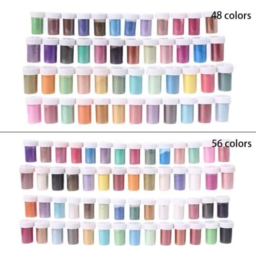 L5YD 48/56 Colors Cosmetic Grade Pearlescent Natural Mica Mineral Powder Epoxy Resin Dye Pearl Pigment DIY Jewelry Crafts Making