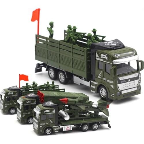 Simulation Pull Back Military Truck ABS Toy Car Model Kids Collection Gifts
