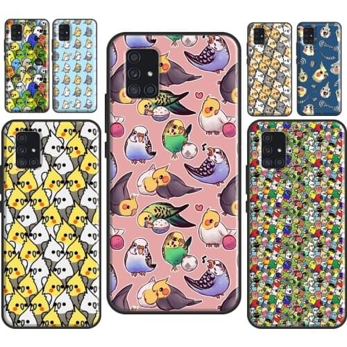 Cartoon Cockatiel Collage For Samsung A52 A12 A32 A72 A01 A02S A20e A21S A10 A30 A50 A70 A11 A31 A51 A71 Phone Case