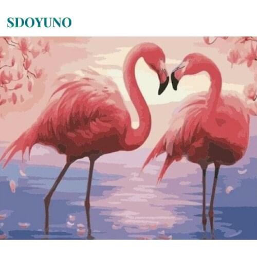 SDOYUNO 60x75cm Paint By Numbers Kits Animals DIY Painting By Numbers On Canvas Flamingo Frameless Handpaint Digital Pictures